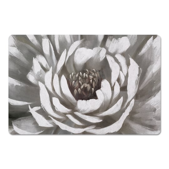 Gray Painterly Bloom Floor Mat